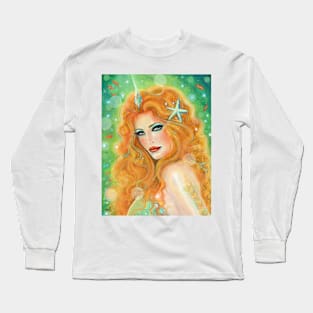 Fire and Ice mermaid by Renee Lavoie Long Sleeve T-Shirt